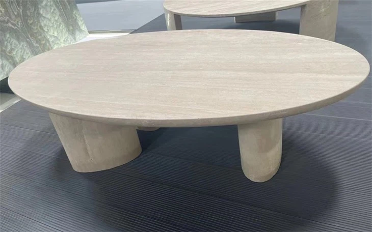 Travertine End Table